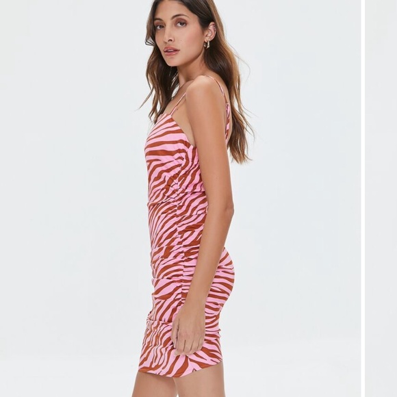 Zebra Print Ruched Dress - Picture 8 of 10